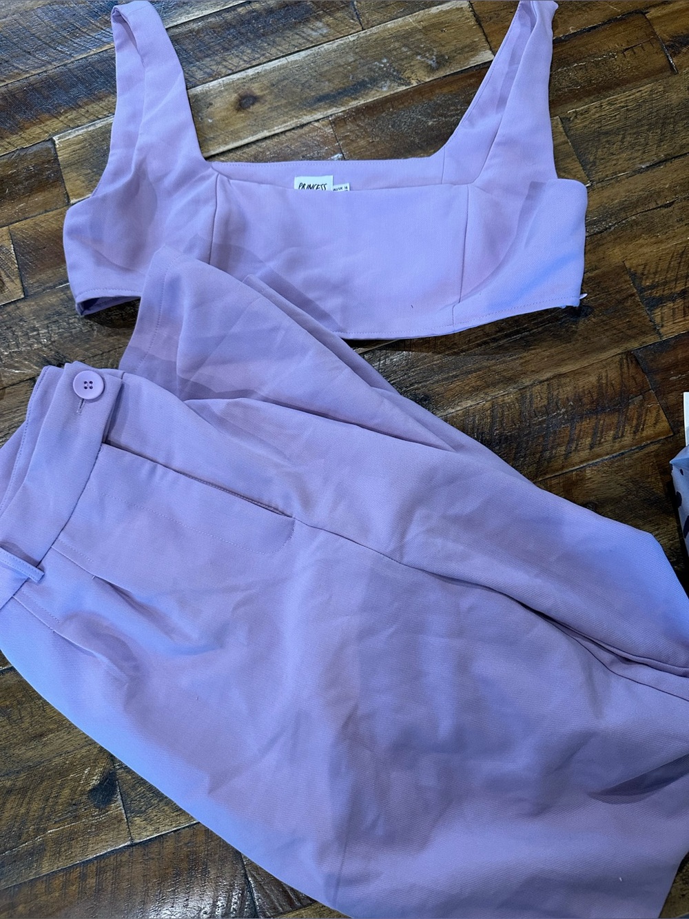 Princess Polly Lavender Wide Leg Pants and Crop Top Set